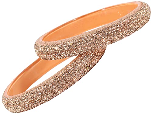 Image of NMII Glass with Zircon Gemstone and Glitter Kada Set For Women and Girls