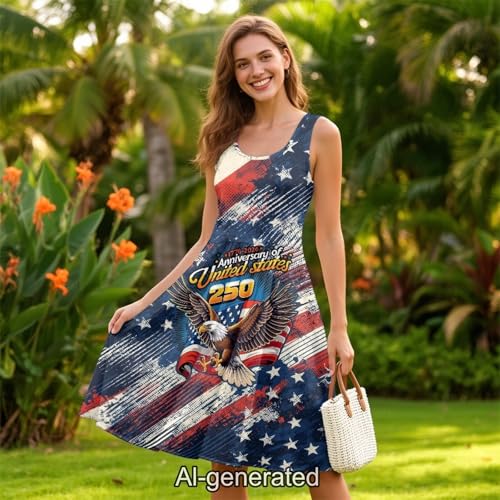 Image of Dreaweet Casual Sleeveless Dresses for Women Girls, Round Neck Tank Dresses with Pockets Summer Sundress Size XS-4XL