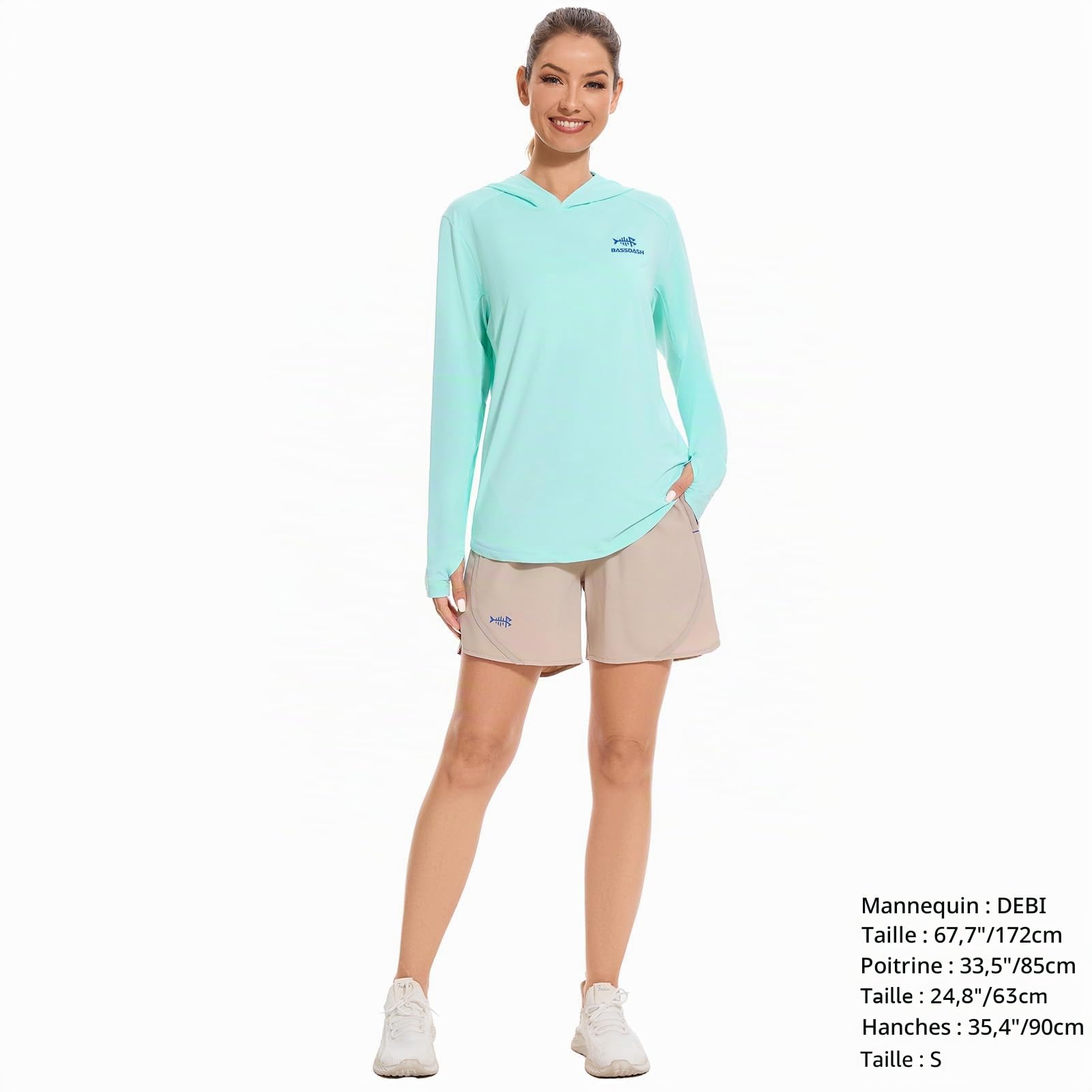 Bassdash Sweat à Capuche à Manches Longues Femme avec Poche Protection Solaire Sweat Léger UPF50+ FS04W