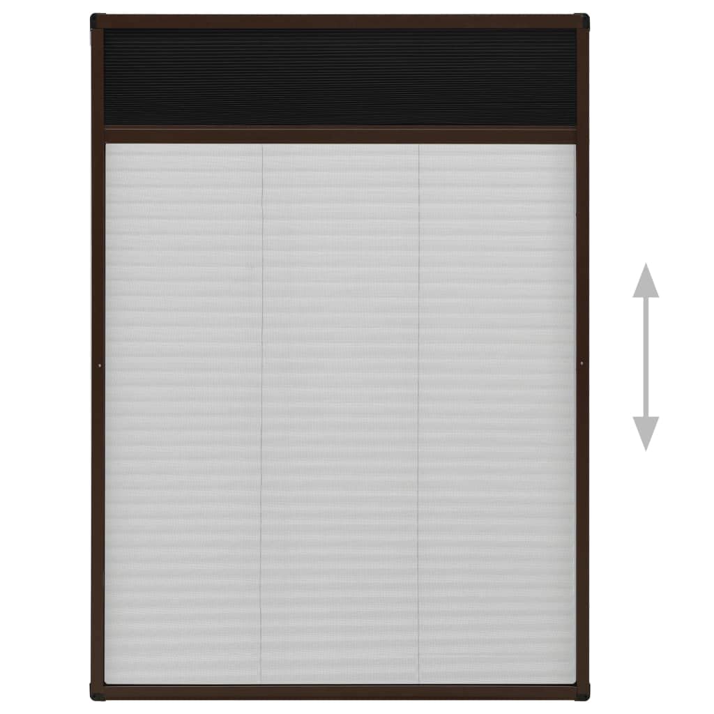 Plissee Fenster Aluminium Braun 80x120 cm, fliegengitter mückenschutz fensternetz für dachfenster, luftdurchlässig mit rahmen für terrasse balkon