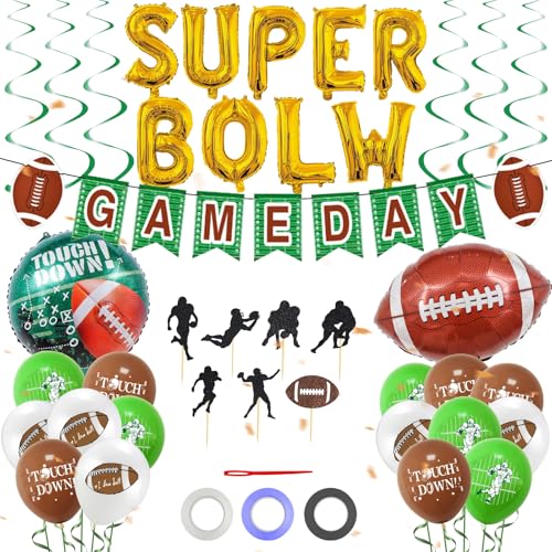 Juego de 39 globos de fútbol americano, decoración para fiestas, globos de fútbol americano, globos de papel de aluminio, para decoración de cumpleaños