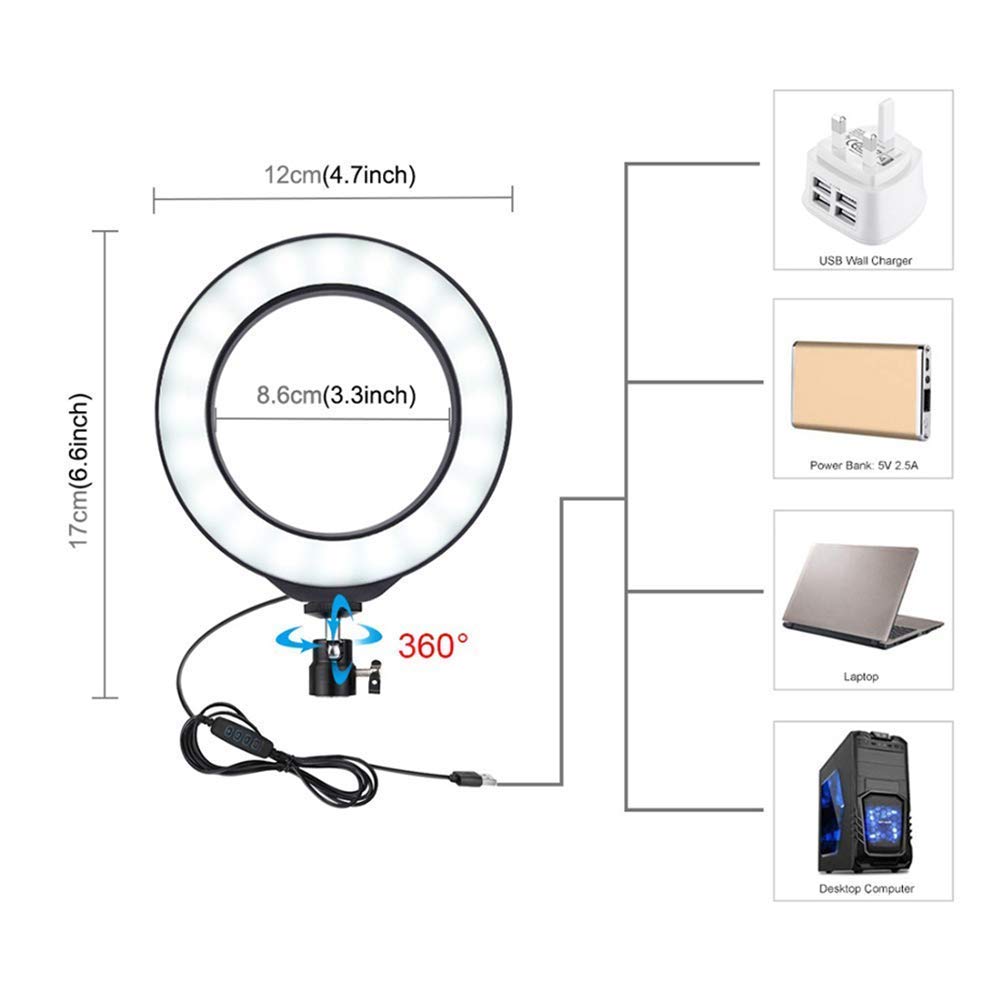Luce ad Anello, Kit di Illuminazione per Selfie Video per treppiede con Luce ad Anello a LED da 6,2 Pollici, Telecomando Senza Fili, Supporto per treppiede Regolabile, 11 Livelli di luminos