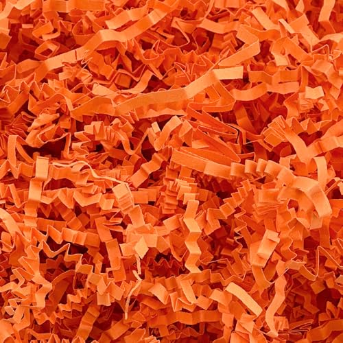Corlcol 200g(7oz) Crinkle Paper Filler for Gift Baskets Paper Shreds Decoration Box for Birthday Weddings Anniversaries Halloween(Orange)