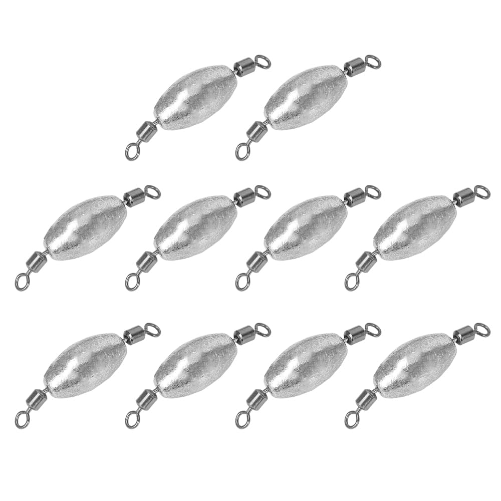 10Pcs Swivel Fishing Weights, Trolling Fishing Sinkers and Weights Set, Oval Shaped Counterweight Block for Saltwater, Freshwater(8g / 0.28oz)