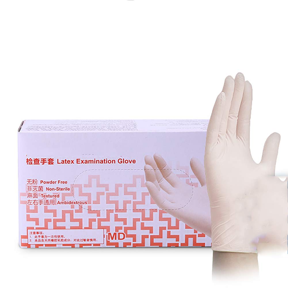 Tehok Disposable Latex Examination Gloves, Powder Free 100Pcs Plastic Gloves for Kitchen Cooking Cleaning Safety Food Handling