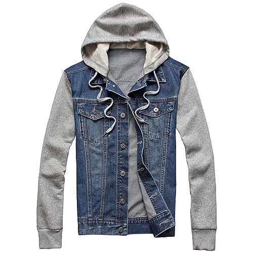 Men's Trucker Hooded Jacket Male Casual Washed Cotton Hoodie Jacket Men Slim Fit Jean Jacket With Hood