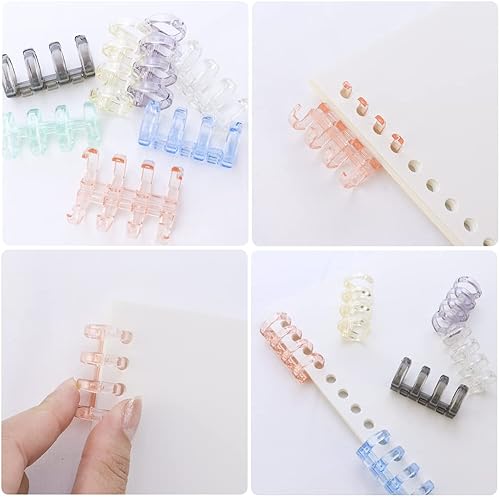 Miniatura 2 de Paquete de 7 anillos de hojas sueltas para libros, multicolor, 4 agujeros, peines de encuadernación para cuaderno, diario, álbumes de recortes,