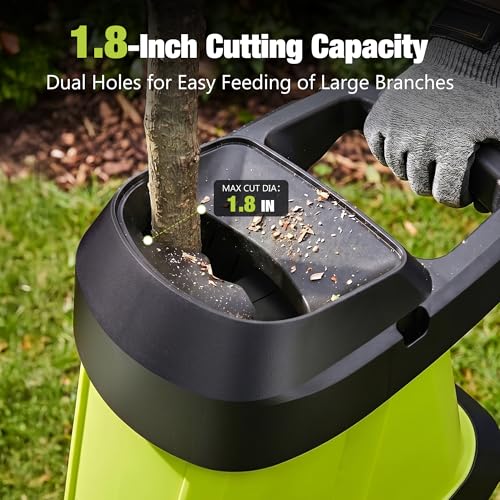 Image of Yeryork Wood Chipper, 15-Amp 1.8 inch Cutting Capacity Electric Wood Chipper & Shredder with 45L Collection Bag, Efficient Mulcher for Easy Clean up, Ideal for Yard Waste and Branches