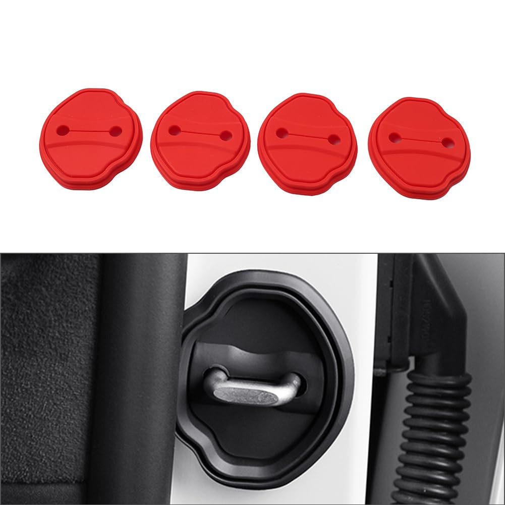 Cnfang4 Protective Cover Car Door Lock Door Entry Guard 4 Pcs for BMW 3 Series G20 G21 2020-2023 Red Silicone Left & Right Hand