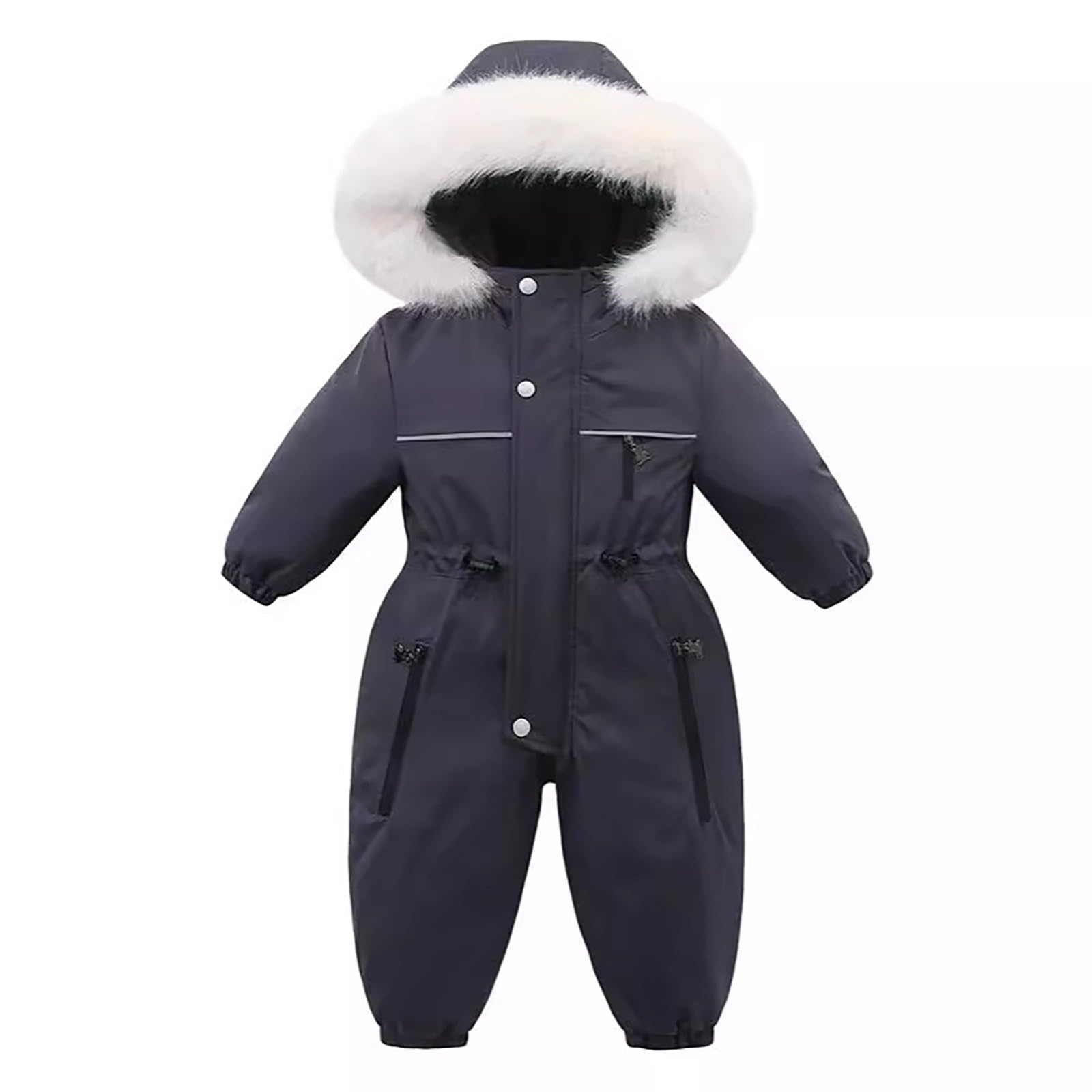 Baby Clothes Newborn Boy Girl Snowsuit Winter Coats Infant Jumpsuit Bodysuits Windproof Thicken Zipper (Grey, 3-4 Years)