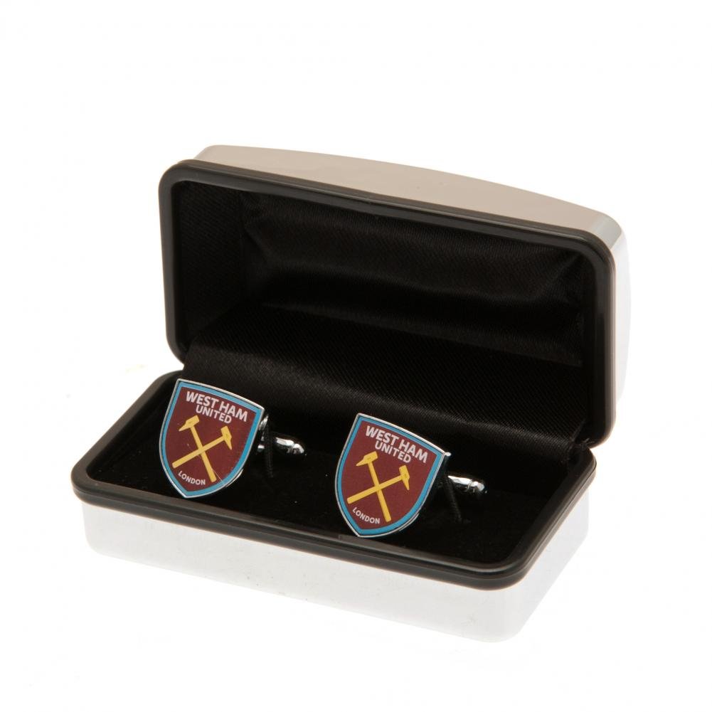 100% OFFICIAL WEST HAM UNITED UTD CREST CUFFLINKS, Claret/Yellow, 1 inch - Image 4