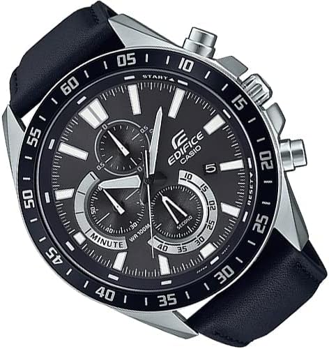 Relógio CASIO EDIFICE masculino preto couro EFV-620L-1AVUDF