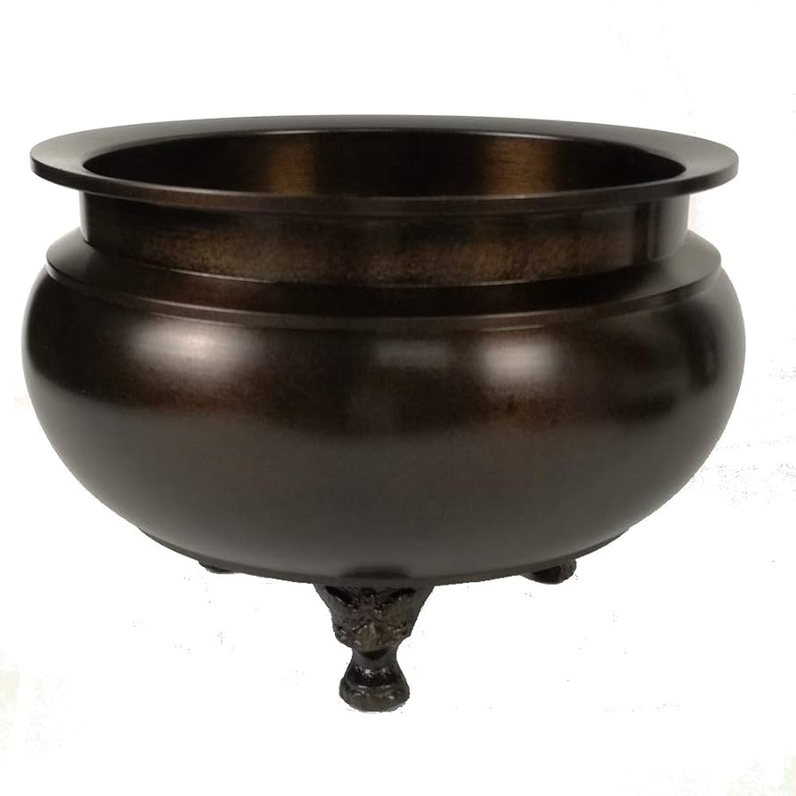 Amazon | 香炉 机上 香呂 (真鍮製 色付) 5寸 (獅子足) 龍印 線香