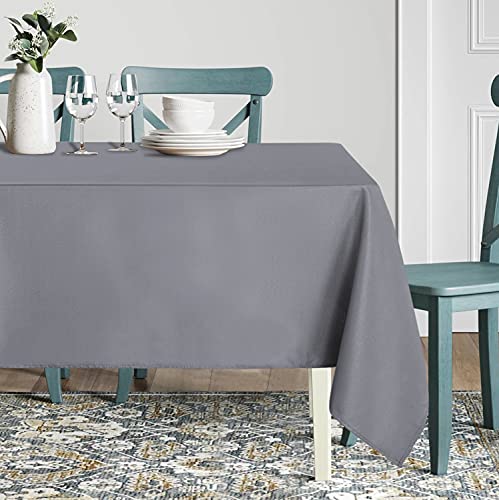 Image of sancua Rectangle Tablecloth - 54 x 78 Inch - Stain and Wrinkle Resistant Washable Polyester Table Cloth, Decorative Fabric Table Cover for Dining Tables, Buffet Parties and Camping, Light Grey