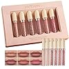 MAEPEOR Matte Liquid Lipstick 6PCS Nude Velvety Lip Gloss Kit Long-Lasting Wear Non-Stick Cup and Not Fade Lipstick Set for Warm or Cool Undertone (Nude Series, 6PCS-E)
