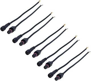 ALITOVE 5 Pairs 3 Pin 3 Core Male Female Plug LED Connector Waterproof IP65 with 20cm 22AWG 3X 0.3mm² Cable for 5V 12V WS2812B WS2812 WS2811 SK6812 SK6812-RGBW LED Pixel Strip String Light 14mm Nut