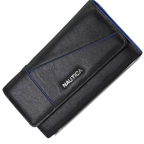 Image of Nautica Money Manager Womens Slim RFID Blocking Wallet, Small Bifold Credit Card Holder with Zipper Coin Pocket and ID Window