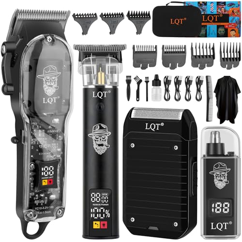 LQT Professional Barber Kit for Men, Cordless Hair Clipper, Trimmer & Shaver Set with LED Display,...