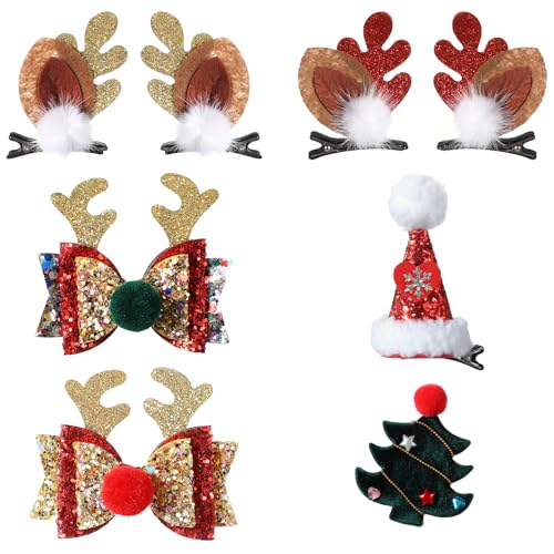 8 Stück Weihnachts Haarspangen Set, Weihnachts Schleife Haarschmuck,...