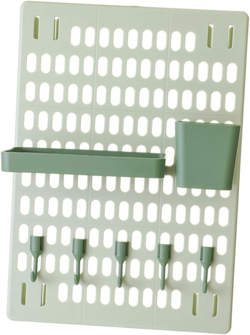 LIFKOME 8-Piece Punch-Free Wall Hanging Storage Hooks Set Kitchen and Bathroom Hole Board Rack Sturdy Plastic Organizer for Home Shelving