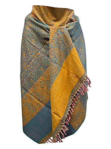 Foulard bleu clair motif floral en yak doux et chaud contre le froid hivernal et le vent
