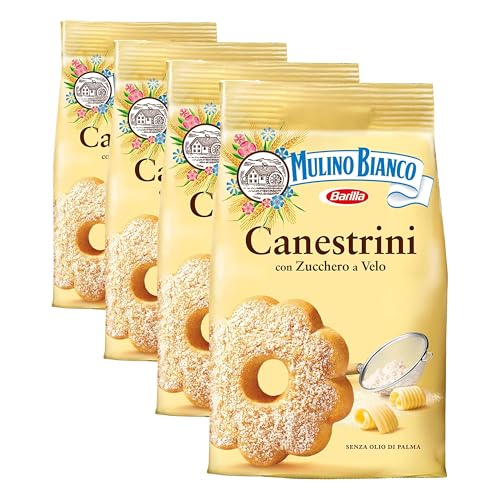 Mulino Bianco Dolcetti Canestrini, Biscotti Frollini con Zucchero a Velo, Burro e Uova Fresche, 200 g (Confezione da 4)