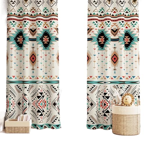 YCness Aztec Curtains for Bedroom, Southwestern Ethnic Geometric Window Treatments for Living Room,Tribal Boho Elephant Native American Pattern Drapes 2 Panel Set,52x84 Inch