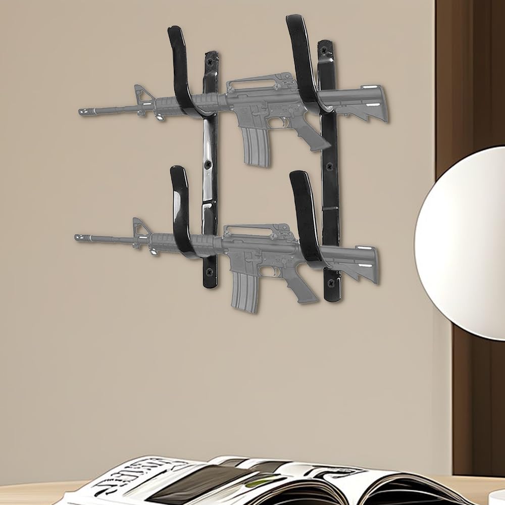 MiOYOOW Metall Waffenständer, 2 Stück Waffenhalter Wand, Gewehraufhänger, Waffenhaken für den Innenbereich zur Aufbewahrung von Jagdschwertern und Bögen