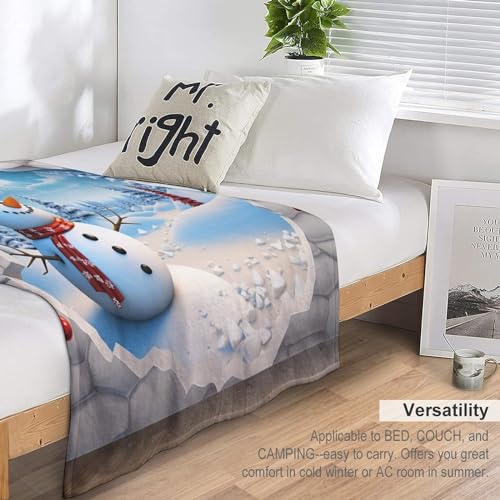 Manta de franela de muñeco de nieve 180x200 cm para sofá y cama 7