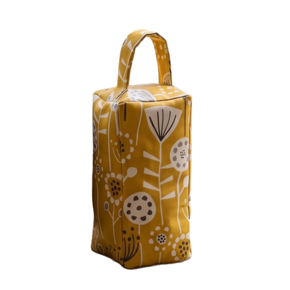 Fabric Door Stop, Tall Decorative Oilcloth Door Stopper for Outdoor, Indoor, Patio, Kitchen, Bedroom Use - 20cm/8in Tall Fabric Door Stop - Filled (Bergen Ochre Yellow Scandi) โ image 1