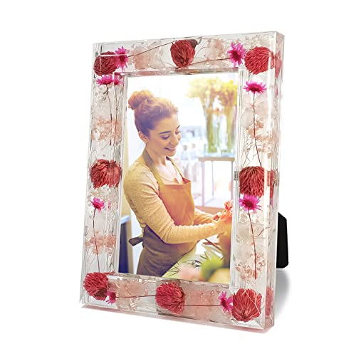 Fonmy 5X7 Picture Frame Photo Display For Tabletop Display Wall Mount Acrylic With Nature Flower Memorial Gifts Picture Frames Designed Pink Floral Photo Frame #TOP22