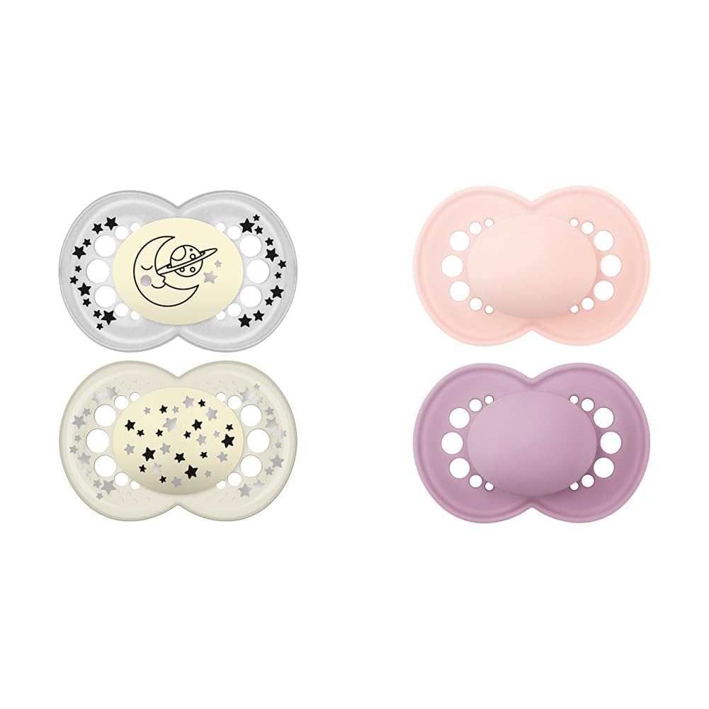 MAM Night Pacifiers (2 Count) & MAM Original Matte Baby Pacifiers (2 Count) for 6-16 Month Old Babies