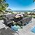 Gotland 8-Seater Outdoor Metal Patio Furniture Set with 2 Swivel Rocking Chairs & 55,000 BTU Gas Fire Pit Table with Glass Wind Guard - Patio Conversation Sectional Sofa Sets in Grey