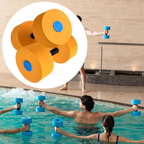 rockible Aquatic Exercise Dumbbells,Water Aerobic Workouts,Adults Swimming Pool Fitness,Swimming Barbells EVA Water Float Dumbbell, Orange