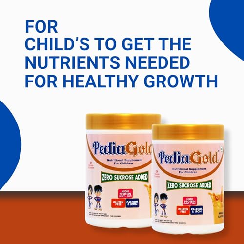 Image of PediaGold Nutrition Mix Powder for Children | For 2-14 Years | Mango-400g | Zero Sucrose | 6g protein per serving | Supports Overall Health Boosts Immunity | Nutritional Supplement for Kids Growth