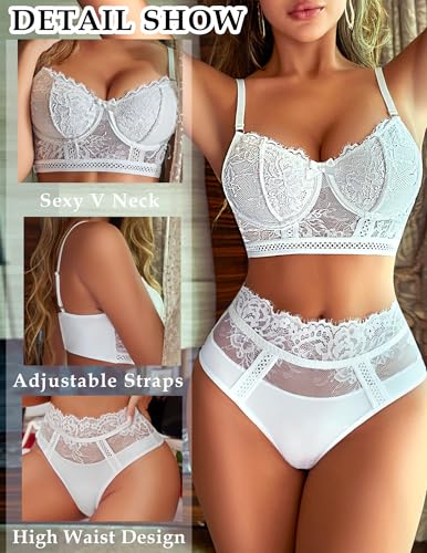 Image of Avidlove Lingerie Sets for Women Bra and High Waist Panty Set 2 Piece Lace Babydoll Outfits S-XXL