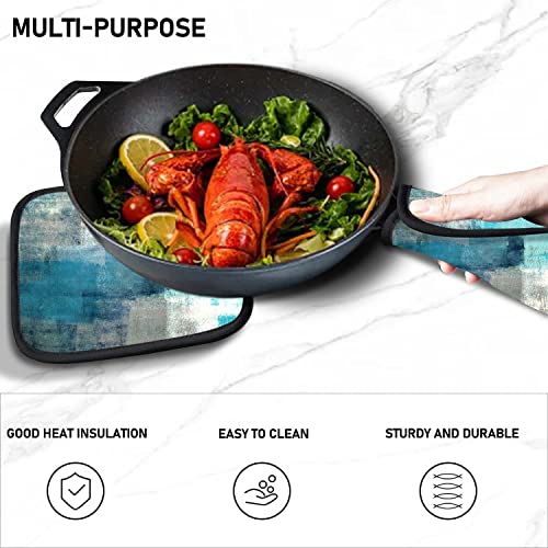 Mcalk 5 Pcs Turquoise Oven Mitts And Pot Holders Sets, Teal Oven Gloves And Hot Pads For Kitchen Cooking, Abstract Modern Art Oven Mitt Potholder Is Both Functional And Decorative #TOP4