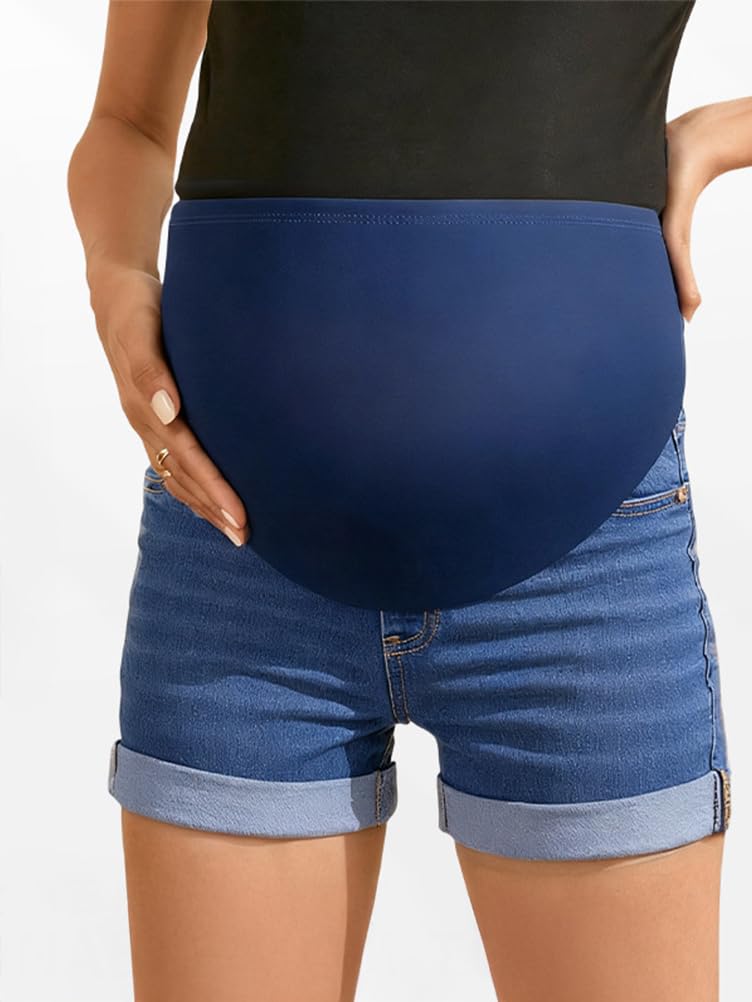 ORANDESIGNE Jeans Shorts Damen Umstandsjeans Sommer Kurze Umstandshose Umstandsmode