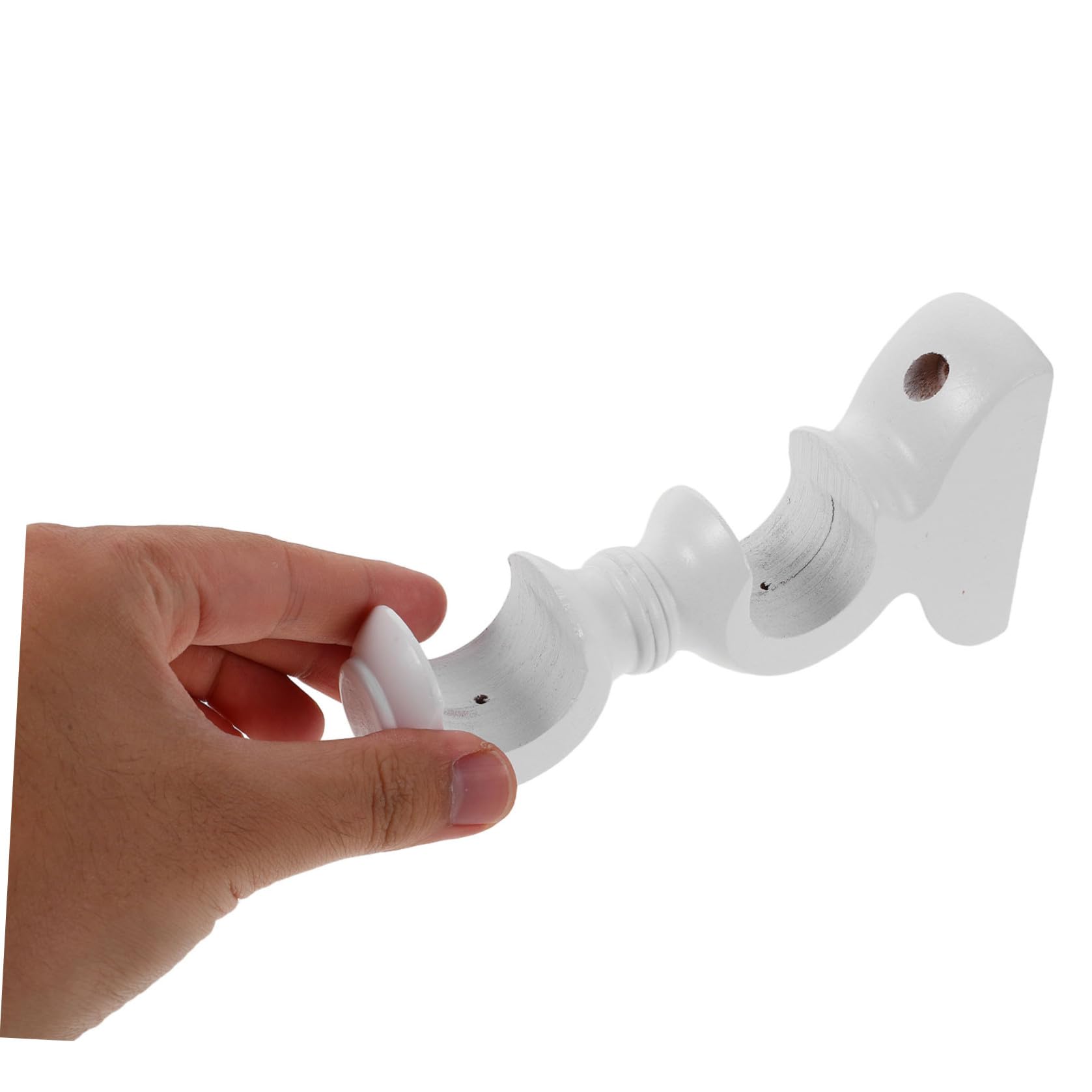 FRCOLOR 4 Pezzi Supporto in Legno per Bastone Doppio Staffa di Fissaggio Robusta Base Stabile per Bastone Accessorio per Tende