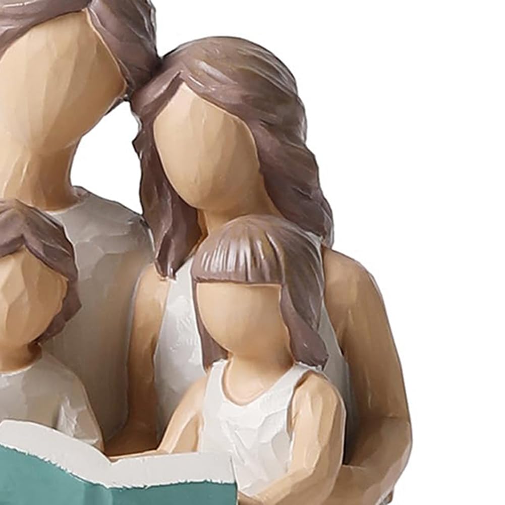 Ksrnsne 1 Piece Family of 4 Reading Book Figurines As Shown Resin for Parents or Daughter and Son Home Decoration - Image 2