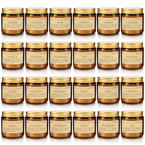 Scented Candle Set 24 Pack (3.05oz Each) - Aromatherapy Candles with Essential Oils Smokeless Soy Wax Candles in 12 Scents Gift for Women/Mom Valentine/Mothers Day/Christmas/Birthday