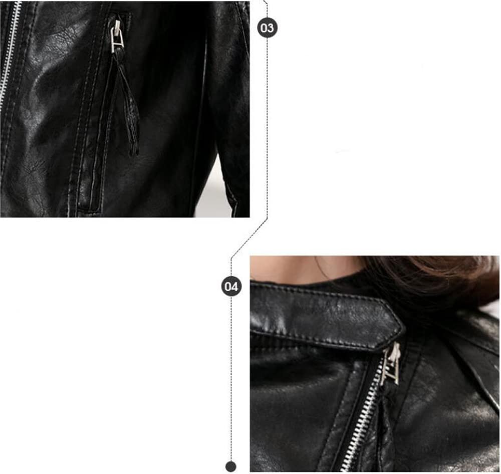 Huixin Moda damska Slim Fit kurtka z imitacji skóry, lekka, ze stójką, dla motocyklistów, krótka skórzana kurtka z zamkiem błyskawicznym pod kątem, Czarny, XXL