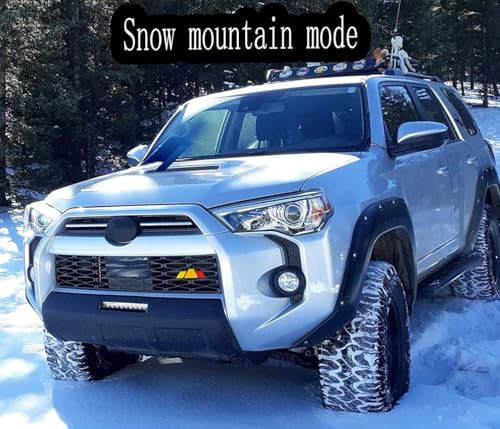 Image of Truck Grille Accessories Tri-Color Grille Snow Mountain Shape Emblem Decoration Accessories Car Truck Label Compatible with Tacoma 4Runner Tundra Sequoia Rav4 Highlander(Red,Orange,Yellow)