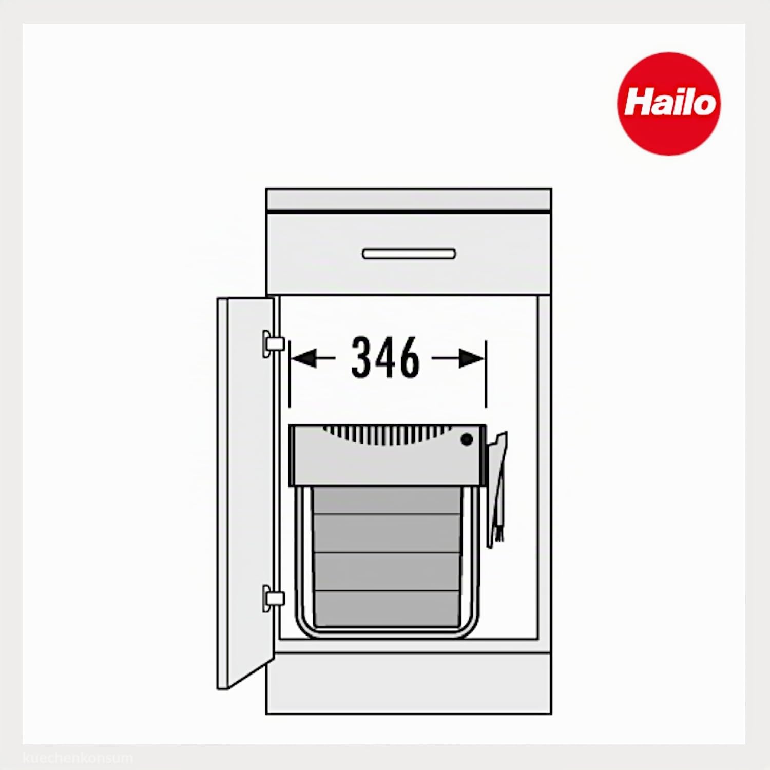 Hailo Abfallsammler 3641221 | TR Swing Raumspar-Tandem-H | Einbaumülleimer 2x 20 Liter | Abfalltrennsystem ab 40er Unterschrank | Vollauszug per Hand | Platzsparender Mülleimer für die Küche