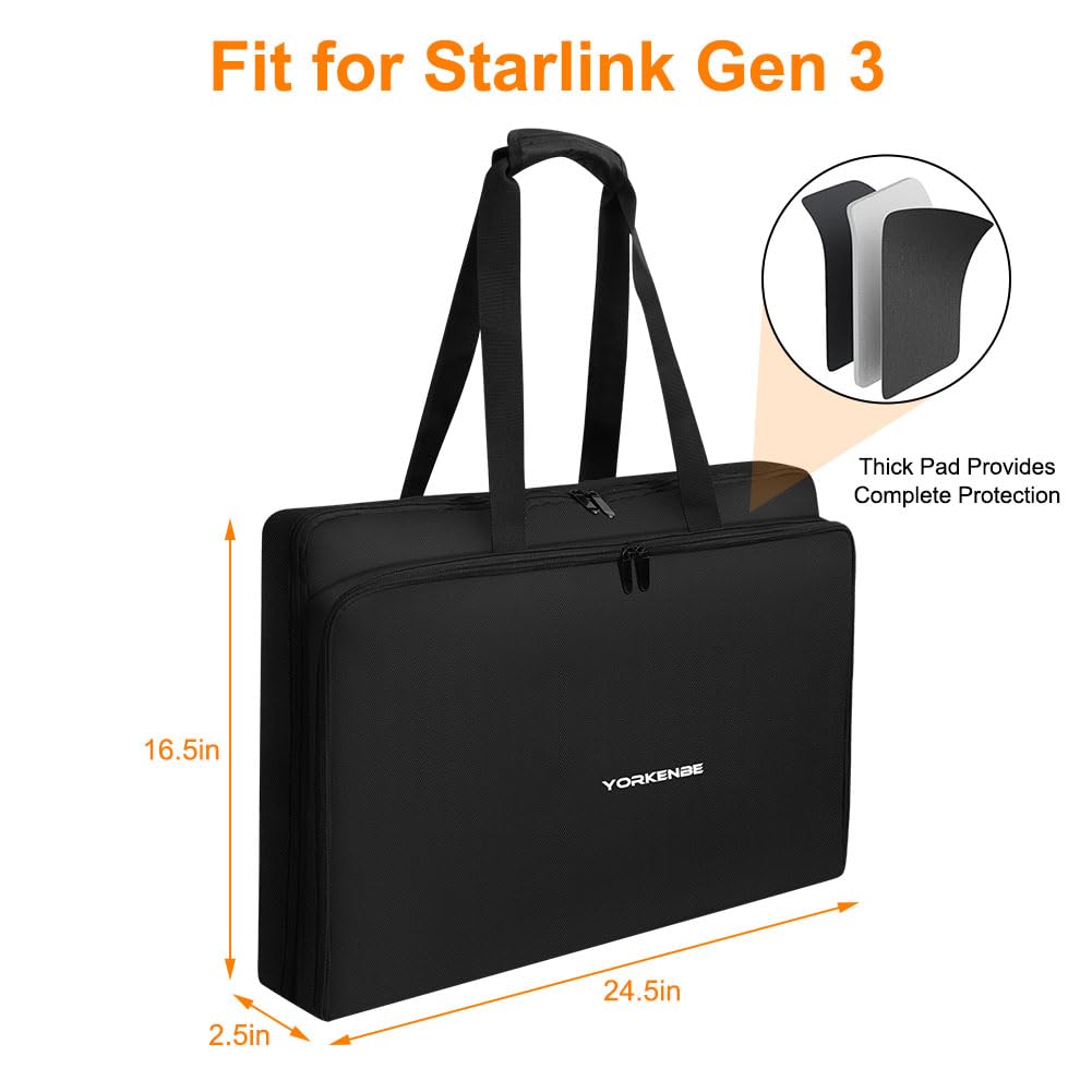 Yorkenbe Carry Bag Compatible with Starlink Gen 3, Water Resistant Travel Carrying Case, with Thick Padded Inner and Multiple Pockets, Convenient for Camping, Outdoor, RV