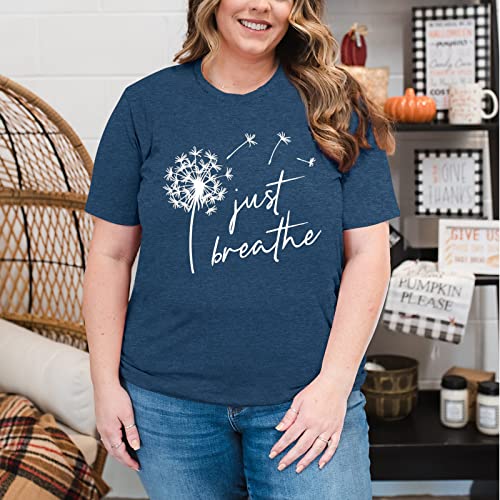 Womens Plus Size Dandelion Print Tshirt Cute Graphic Floral Tees Short Sleeve Summer Blessed Tee Tops3