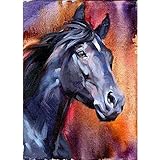 MXJSUA DIY 5D Diamonds Painting Horse by Number Kits for Adults, Blue Horse Round Full Drill Diamond Art Kits Gray-Blue Horse Picture Arts Craft for Home Wall Art Decor 12x16 Inch