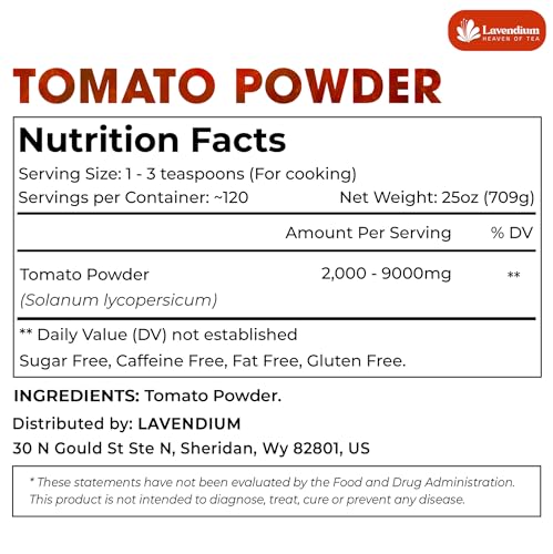 Image of Non-GMO, Vegan, Gluten-Free, No Additives - Rich Color & Flavor (1.56 lbs (25oz), Tomato Powder)