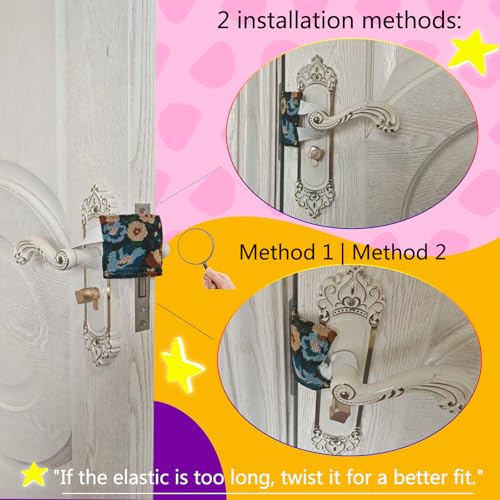 Image of Baby Proof Door Silencer & Cloth Latch Cover, Quiet Close Anti-Slam Pads to Prevent Slamming and Accidental Locking, for Nursery and Toddler Safety (3, Black Floral Pattern, 4.1 * 3.1 inches)