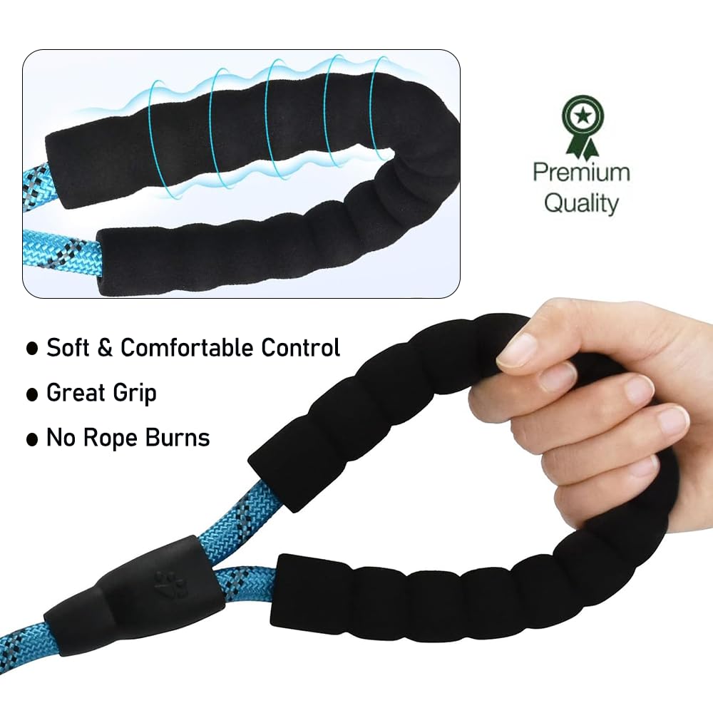Corda in nylon resistente da 1,5 metri, Guinzaglio per Cani | Guinzaglio Addestramento con Manico Morbido | Per Cani Piccoli, Medi e Grandi (Blu, Gancio metallico)